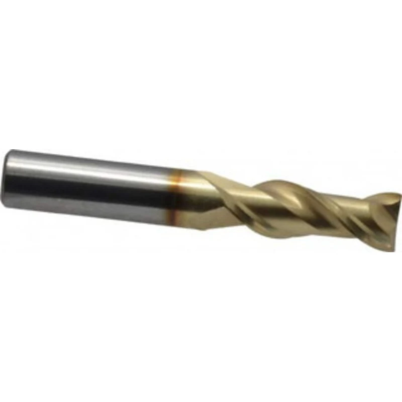 PROMAX Tools 3/8, 1 LOC, 3/8 Shank Diam, 2-1/2 OAL, 2 Flute, Solid Carbide Square End Mill Single End, ZrN Finish, Sp...